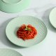 8in Ceramic Dessert Plates, Set of 4 - Salad Plates for Serving Dessert, Snacks, Pizza, Pasta, and Appetizers, Embossed Design, Solid Color - Green