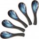 Ramen Soup Spoons Asian Blue Ceramic Soup Spoon for Pho Dessert Noodle 5 Pcs