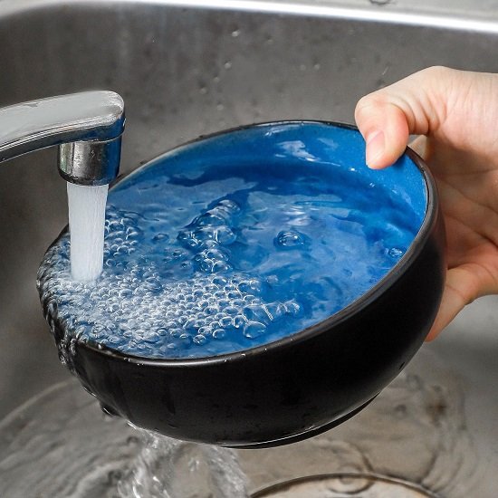 Ceramic Cereal Bowls- 6in Salad Bowls Set of 4 for Kitchen,22oz Mixing Bowls, Ceylon Blue, Dishwasher & Microwave Safe