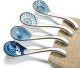 Ceramic Soup Spoon, with Long Handle Easy to Hold, Non-slip Bottom, for Japanese Ramen, Chinese Wonton, Dumplings, Pho, Noodle Soup Spoons, Set of 4