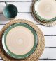 Stoneware Dinner Plates, 10.5 inches, Set of 4 for Salad, Pasta, Dessert, Microwave and Dishwasher Safe (Green, 10.5 in)