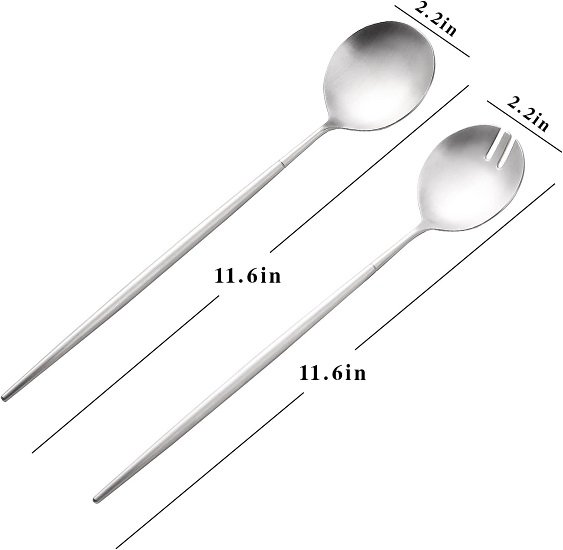 Salad Servers,Spoon and Fork Set 11.41 inch,18/10 Stainless Steel Salad Serving Silver
